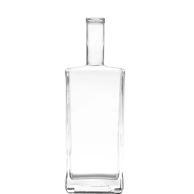 750ml Empty Square Clear Glass Liquor Bottle