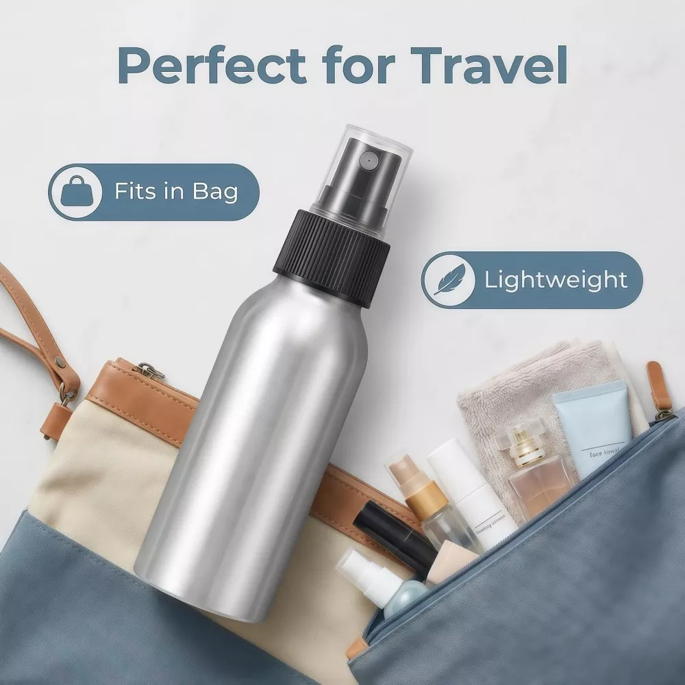 60ml (2oz) Mini Reusable Aluminum Fine Mist Spray Bottle