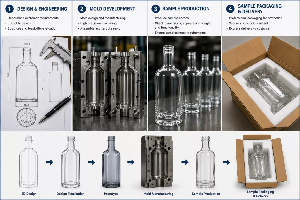 Glass Liquor Bottle Packaging Project Sample to Production
